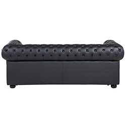 Beliani Ensemble canapé et fauteuil en cuir noir 4 places CHESTERFIELD pas cher