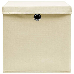 Avis Maison Chic Boîtes de rangement,Boîtes de stockage à couvercles 10 pcs Crème 32x32x32 cm Tissu -MN641400