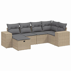 vidaXL Salon de jardin avec coussins 6pcs mélange beige résine tressée