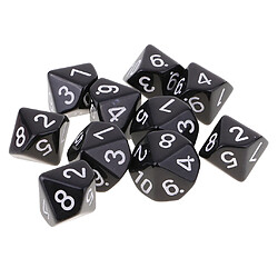 Avis 10pcs Dés à 10 Faces Dés Polyédriques D10 Pour Jeux De Donjons Et Dragons Noirs