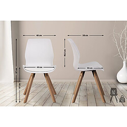 Decoshop26 Lot de 2 chaises de salle à manger en plastique blanc style scandinave pieds bois CDS101141