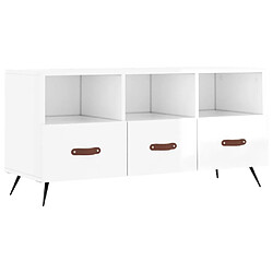 Maison Chic Meuble TV scandinave - Banc TV pour salon Blanc brillant 102x36x50 cm Bois d'ingénierie -MN71680