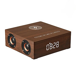 Yonis Enceinte Bluetooth Multifonction Bois Chargeur Sans Fil Réveil Tactile Réveil Enceinte Bluetooth Chargeur Sans Fil Commande Tactile Batterie Longue Durée Marron YONIS