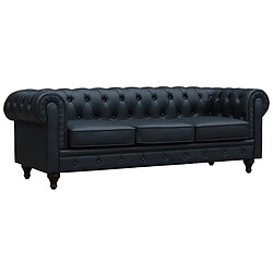 Habitat Et Jardin Canapé fixe Chesterfield Aliza - 208 x 82 x 70 cm - 3 places - Noir