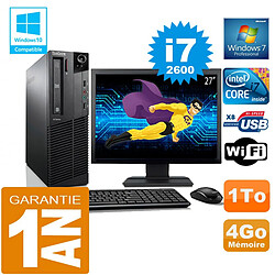 PC Lenovo M92p SFF Core I7-2600 Ram 4Go Disque 1 To Wifi W7 Ecran 27" - Occasion