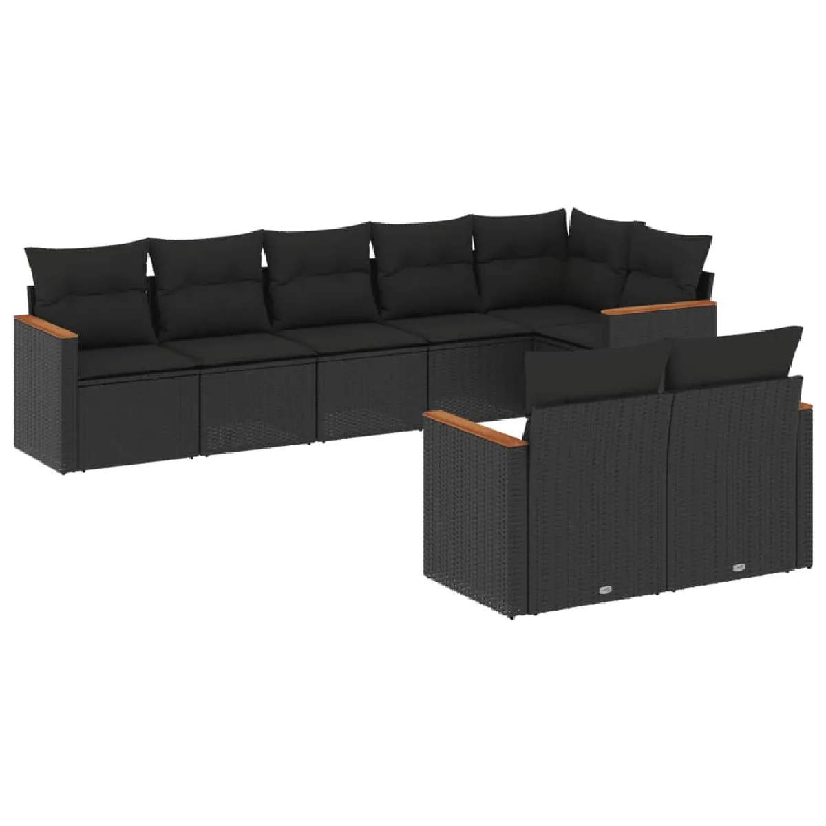 Maison Chic Ensemble Tables et chaises d'extérieur 8 pcs avec coussins,Salon de jardin noir résine tressée -GKD306853