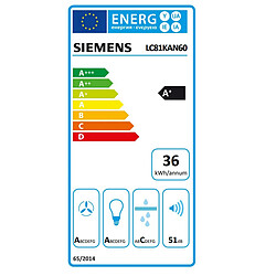 Hotte décorative inclinée 80cm 432m3/h noir - LC81KAN60 - SIEMENS