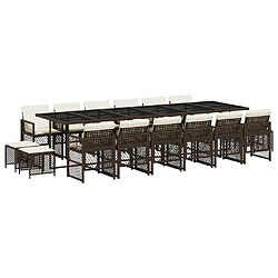 vidaXL Ensemble à manger de jardin et coussins 17 pcs marron rotin