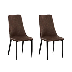 Beliani Set de 2 Cuir PU Chaise de salle à manger Marron CLAYTON 