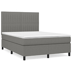 vidaXL Sommier à lattes de lit avec matelas Gris foncé 140x200cm Tissu