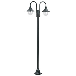 vidaXL Lampadaire de jardin E27 220cm Aluminium 2 lanternes Vert foncé 