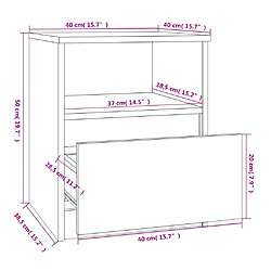 vidaXL Tables de chevet 2 pcs chêne fumé 40x40x50 cm bois d'ingénierie pas cher