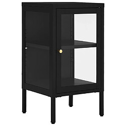 Maison Chic Buffet,Meuble de Rangement,commode pour salon,Cuisine Noir 38x35x70 cm Acier et verre -MN21125