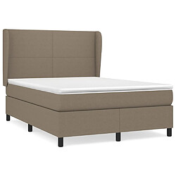 vidaXL Sommier à lattes de lit avec matelas Taupe 140x190 cm Tissu