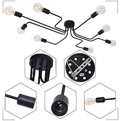 Universal Plafonnier pince plafonnier avec 8 lampes hotte luminaire luminaire eclairage creatif e27 prise lumineuse noir 