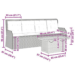 vidaXL Salon de jardin avec coussins 3 pcs beige résine tressée pas cher