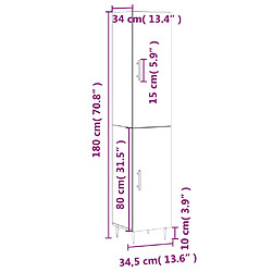 vidaXL Buffet haut Chêne fumé 34,5x34x180 cm Bois d'ingénierie pas cher