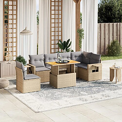 vidaXL Salon de jardin avec coussins 7 pcs beige résine tressée 