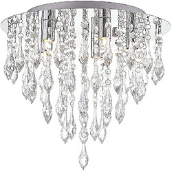 Universal Lampe moderne en cristal Chelier Rinse Sticker Lampe ajustée en cristal Effet gouttelette Chrome rond