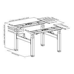 Acheter Kimex Double bureau motorisé assis-debout 120x75cm Plateaux blancs/Pied noir