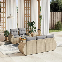 Maison Chic Salon de jardin avec coussins 6 pcs, Ensemble Tables et chaises de jardin, beige résine tressée -GKD706995