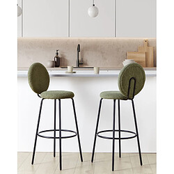 Beliani Tabouret de bar Set de 2 Bouclé Vert foncé EMERY