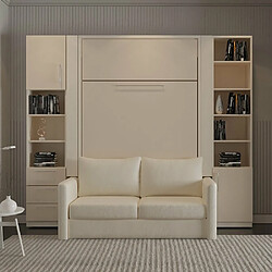 Inside 75 Composition armoire lit escamotable FIDJI SOFA couchage 140*200 Colonnes de rangements intégrées