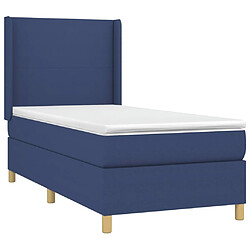 Avis Maison Chic Lit Adulte - Lit simple Lit à sommier tapissier avec matelas moelleux - Meuble de Chambre - Bleu 90x200 cm Tissu -MN88964