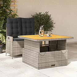 Maison Chic Ensemble à manger d'extérieur 2 pcs avec coussins,Salon de jardin,Mobilier de jardin gris rotin -GKD567718