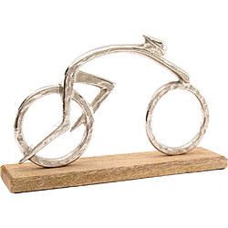 Sil Cycliste en aluminium sur socle en bois de manguier 31 x 19 cm.