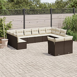 Maison Chic Salon de jardin avec coussins 12 pcs, Ensemble Tables et chaises de jardin, marron résine tressée -GKD105820