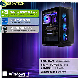 Sedatech Pack PC Gamer • Intel i7-12700KF • RTX4080 Super • 32Go RAM • 2To SSD M.2 • Windows 11 • Moniteur 28"