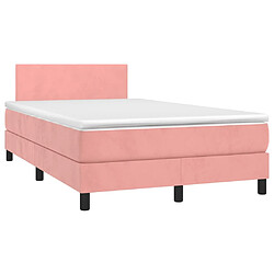 Maison Chic Lit adulte - Lit + matelas + LED,Sommier à lattes de lit et matelas LED rose 120x190 cm velours -GKD19132