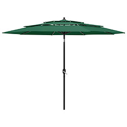 ComfortXL Parasol à 3 Niveaux Avec Mât En Aluminium Vert 3 M 