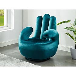 Vente-Unique Fauteuil main pivotant CATCHY en velours - Bleu canard 