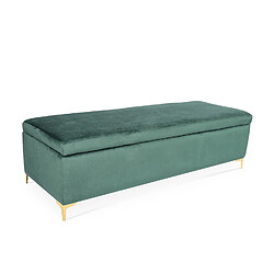 Banquette Coffre Chloé velours Vert pieds or