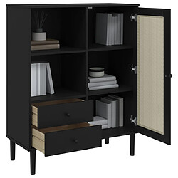 Avis vidaXL Buffet SENJA aspect rotin noir 90x40x112cm bois massif de pin