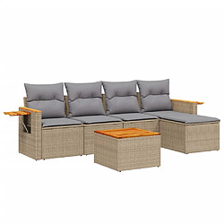 vidaXL Salon de jardin avec coussins 6 pcs beige résine tressée