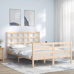 Maison Chic Cadre/structure de lit avec tête de lit pour adulte - Lit Moderne Chambre 140x190 cm bois massif -MN23262