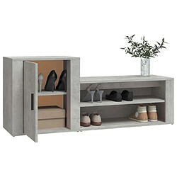 Avis vidaXL Armoire à chaussures Gris béton 130x35x54 cm Bois d'ingénierie