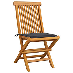 Maison Chic Lot de 8 Chaises de jardin,Fauteuil d'extérieur avec coussins anthracite Teck massif -MN86863