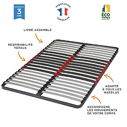 Ebac Sommier à lattes 140x190 C34 - 40 lattes bois - Fabrication française