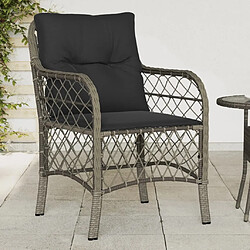 Maison Chic Lot de 2 Chaises de jardin avec coussins | chaises Relax d'extérieur gris résine tressée -GKD86824