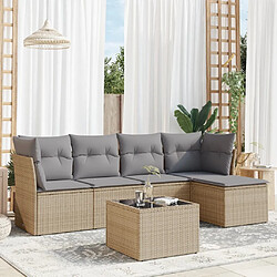 vidaXL Salon de jardin avec coussins 6 pcs beige résine tressée 