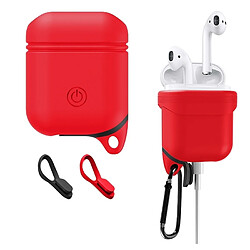 Wewoo Etui Casque / Ecouteurs rouge pour Apple AirPods Dropproof Soft Silicone Bluetooth écouteurs housse de protection avec mousqueton 