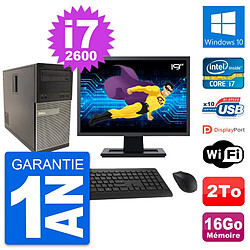 PC Tour Dell 790 MT Ecran 19" Intel i7-2600 RAM 16Go Disque 2To Windows 10 Wifi - Occasion