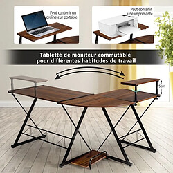 Avis Helloshop26 Bureau d'angle en forme l détachable avec support pour moniteur 147 x 112 x 79 cm noyer 20_0004821