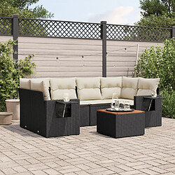 Maison Chic Ensemble Tables et chaises d'extérieur 7pcs avec coussins,Salon de jardin noir résine tressée -GKD901331