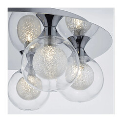 Luminaire Center Plafonnier Zeke chrome poli et verre 5 ampoules