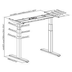 Kimex Bureau motorisé assis-debout 180x75cm Plateau blanc/Pied noir, Connecté pas cher